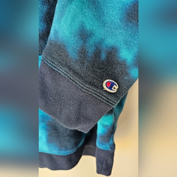 Champion Blue Tie-Dye Hoodie Cotton Sweatshirt Size S - Picture 4 of 7